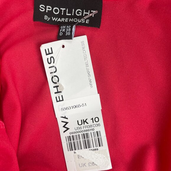 Brand New Red Sleeveless V-Neck Wrap Belted Dress – Elegant & Flattering Fit - Picture 6 of 6